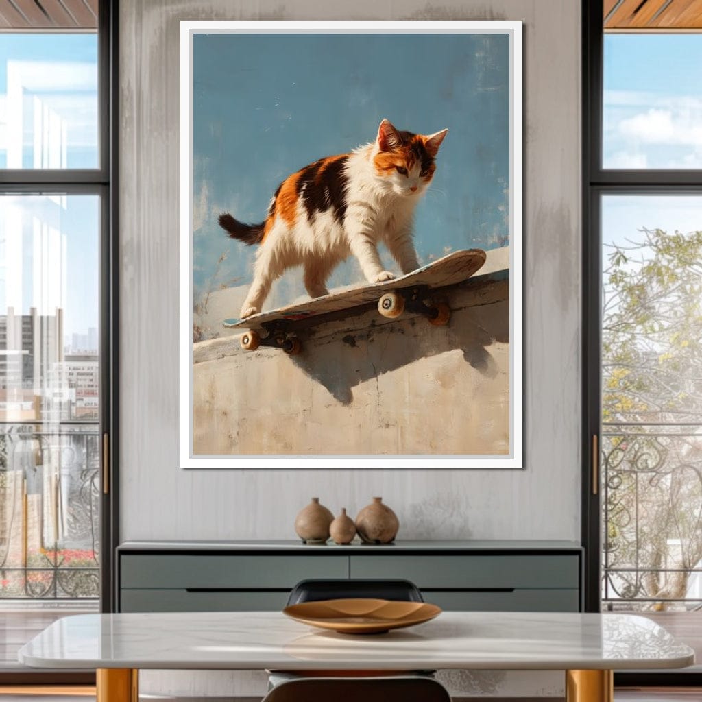 Calico Cat Skateboard Ride Canvas Wall Art