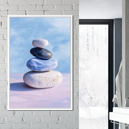 Coastal Stone Balance Zen Canvas Wall Art