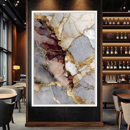 Gilded Marble Rift Elegy Canvas Wall Art