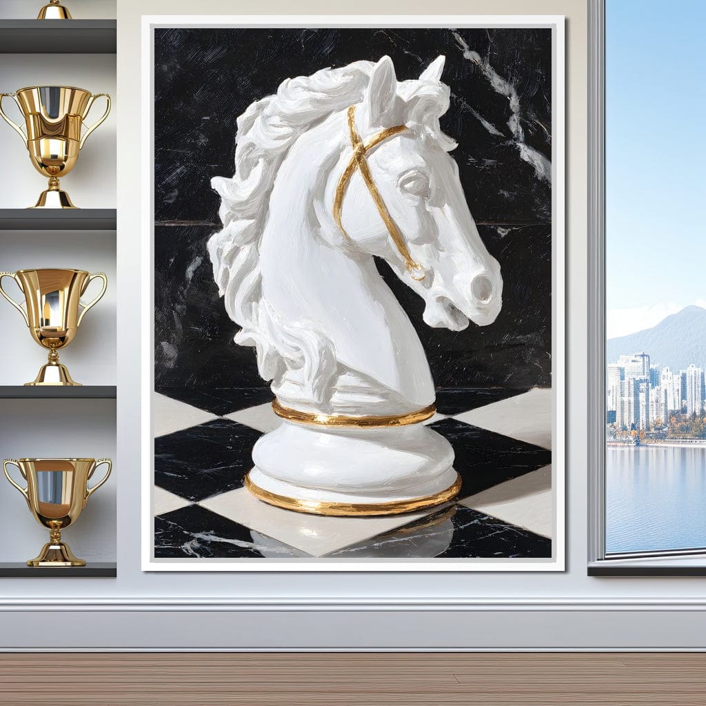 Gilded Knight on Marble Board Canvas Wall Art