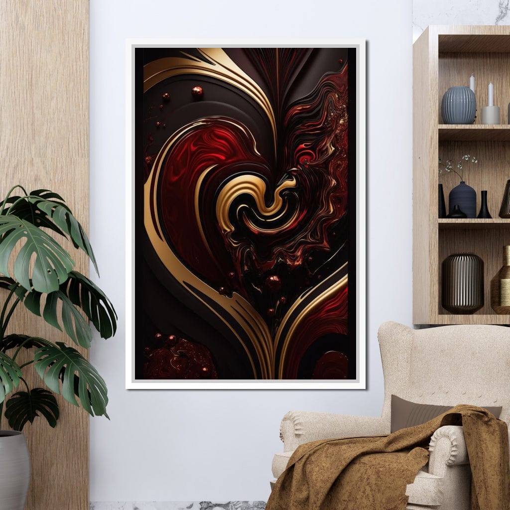 The Marble-Lux Collection: Dark Red & Vibrant Gold 05 Canvas Wall Art