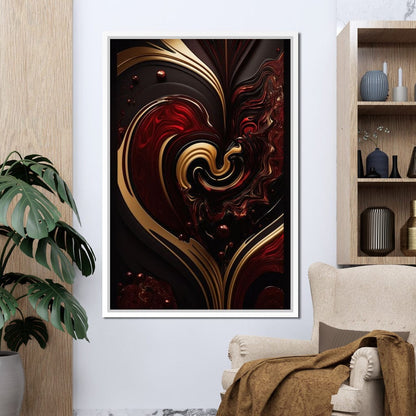 The Marble-Lux Collection: Dark Red & Vibrant Gold 05 Canvas Wall Art