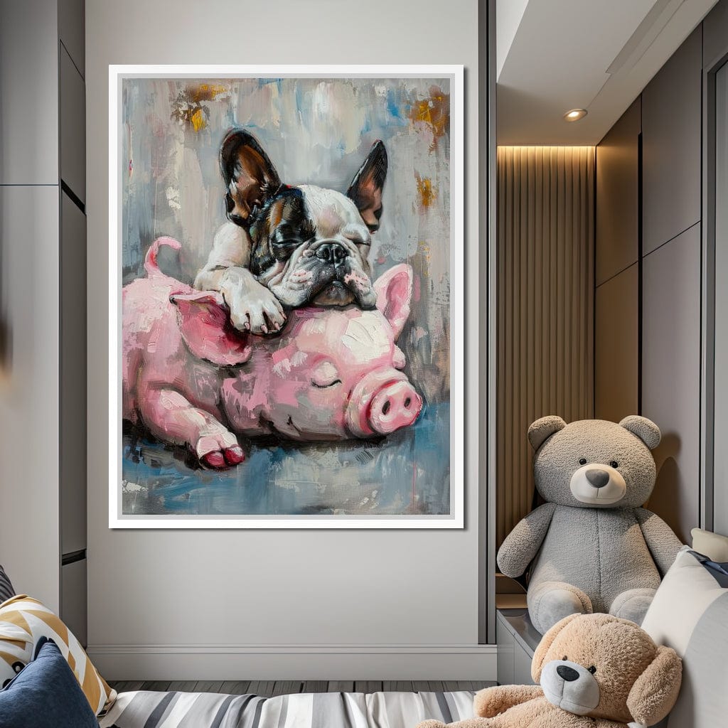 Frenchie Piglet Dreamy Den Canvas Wall Art