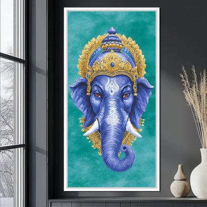 Royal Indigo Elephant Majesty Canvas Wall Art