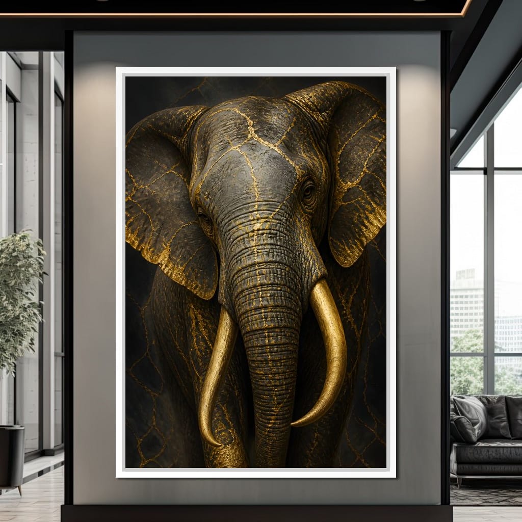Elephant Gilded Wisdom Canvas Wall Art