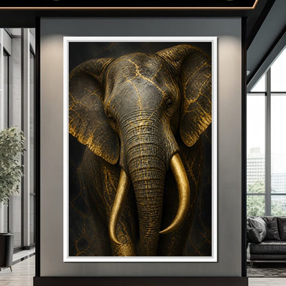 Elephant Gilded Wisdom Canvas Wall Art