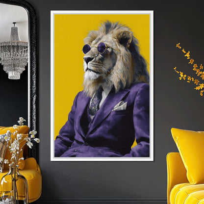 Regal Lion Boss Violet Suit Canvas Wall Art