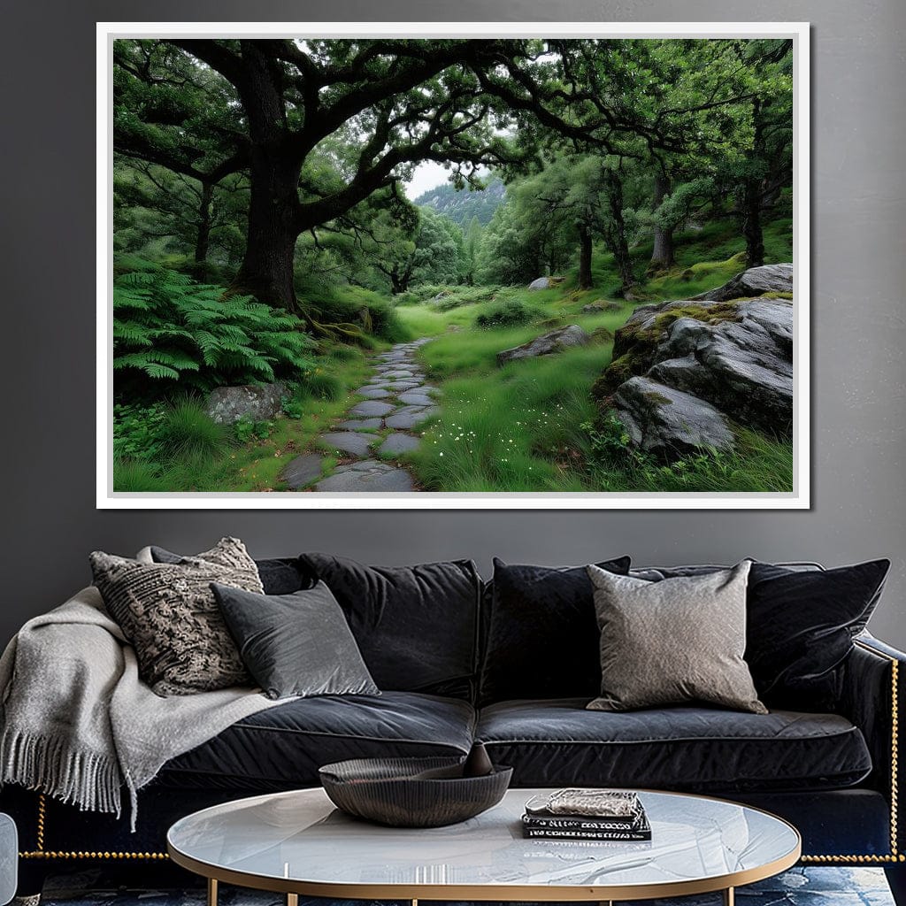 Emerald Forest Stone Pathway Canvas Wall Art