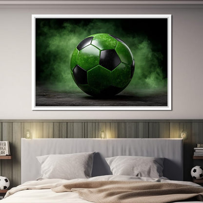 Emerald Soccer Ball Eclipse Canvas Wall Art