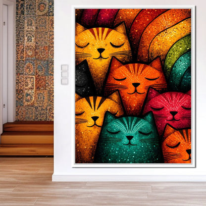 Dreamy Feline Kaleidoscope Canvas Wall Art