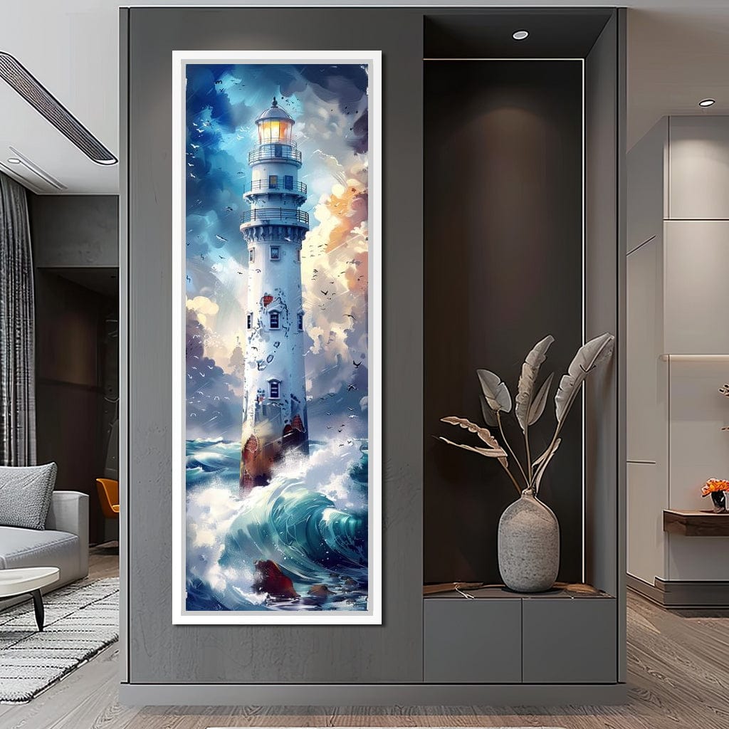 Lighthouse Beacon at Sea Canvas Wall Art
