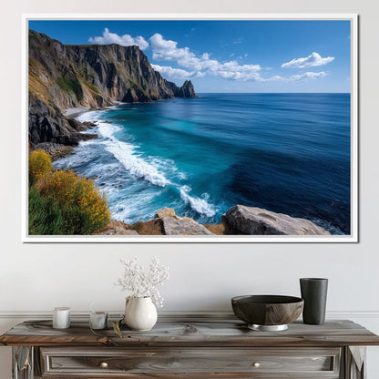 Majestic Coastal Cliffs View Canvas Wall Art
