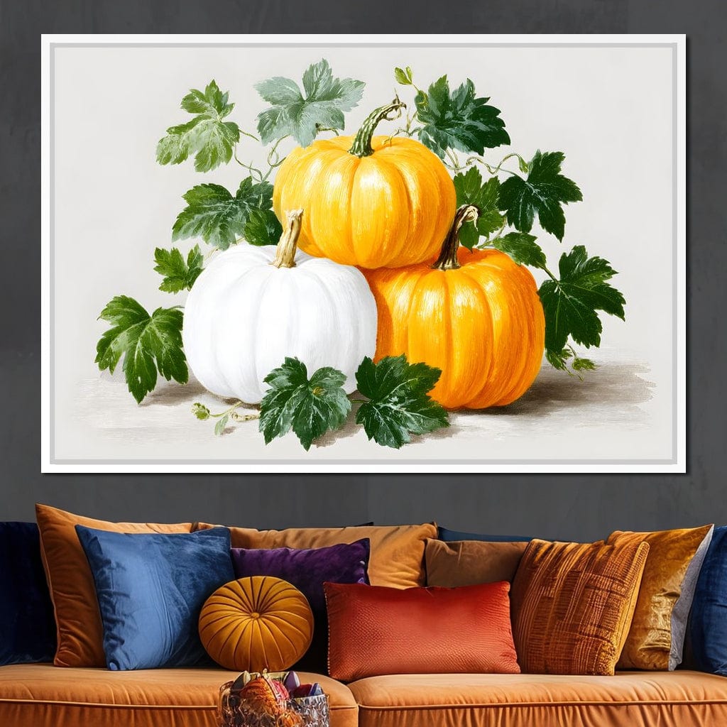 Harvest Pumpkin Trio Botanical Canvas Wall Art
