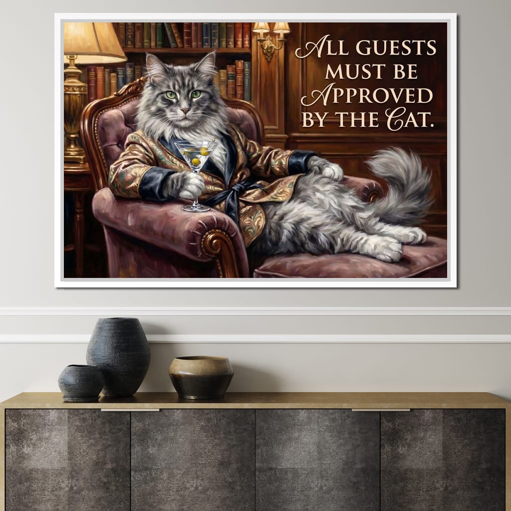 The Feline Gatekeeper Decides Canvas Wall Art