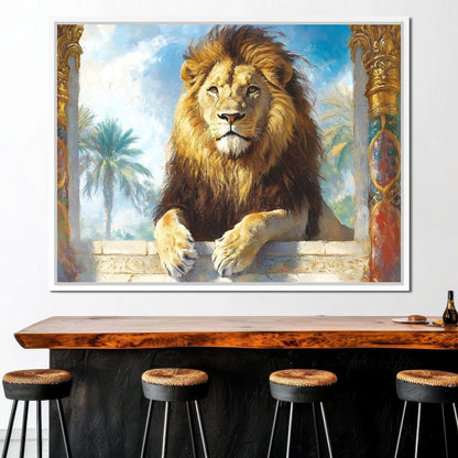 Lion Oasis Canvas Wall Art