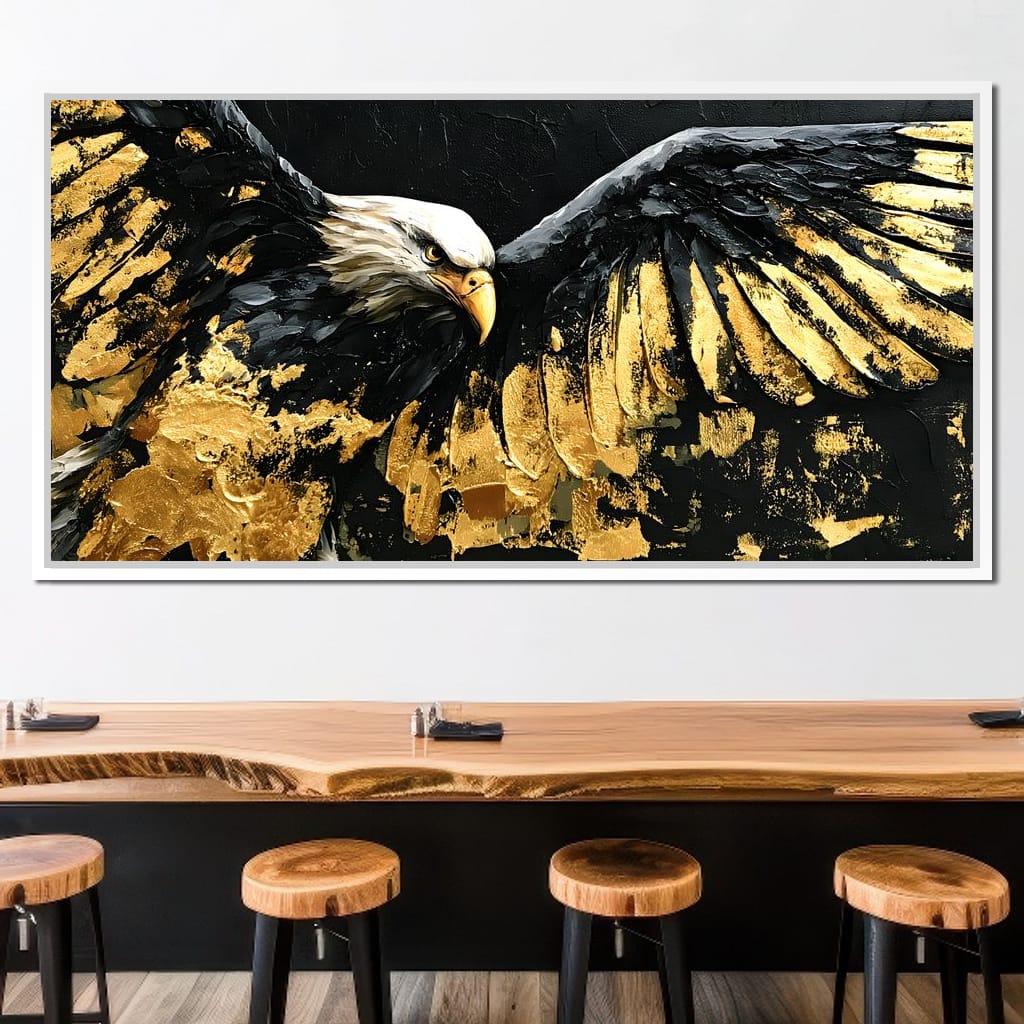 American Eagle in Gold & Black Canvas Wall Art