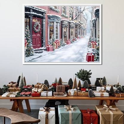 Snowy Carol Lane Holiday Cheer Canvas Wall Art