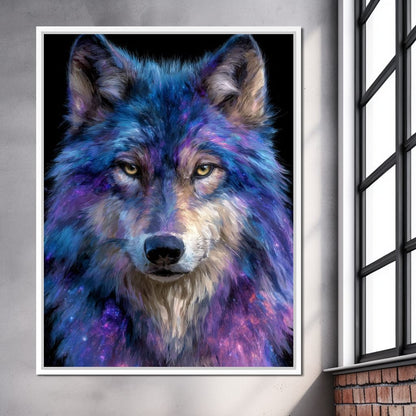 Galactic Wolf Night Watcher Canvas Wall Art