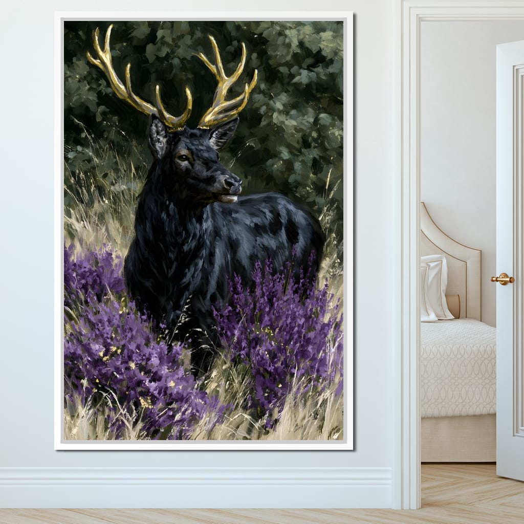Black Deer Of Wild Fields Canvas Wall Art