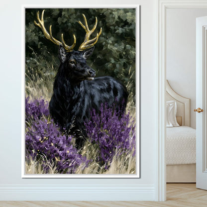 Black Deer Of Wild Fields Canvas Wall Art