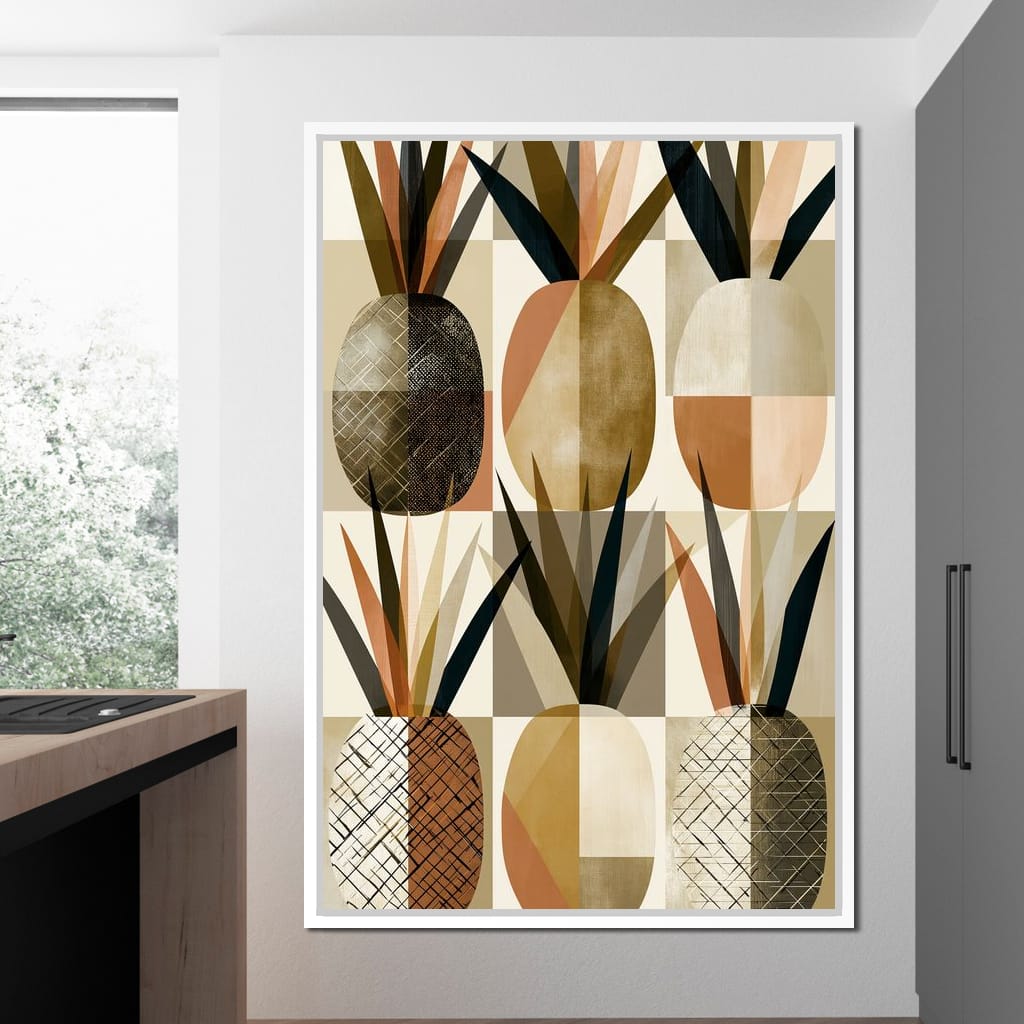 Geometric Tropical Pineapples Study Canvas Wall Art