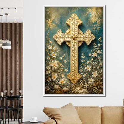 Gilded Petals Near The Relic Canvas Wall Art