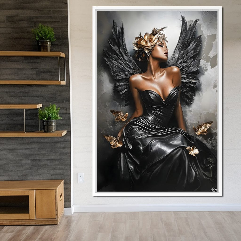 Golden Wings of Elegance Canvas Wall Art