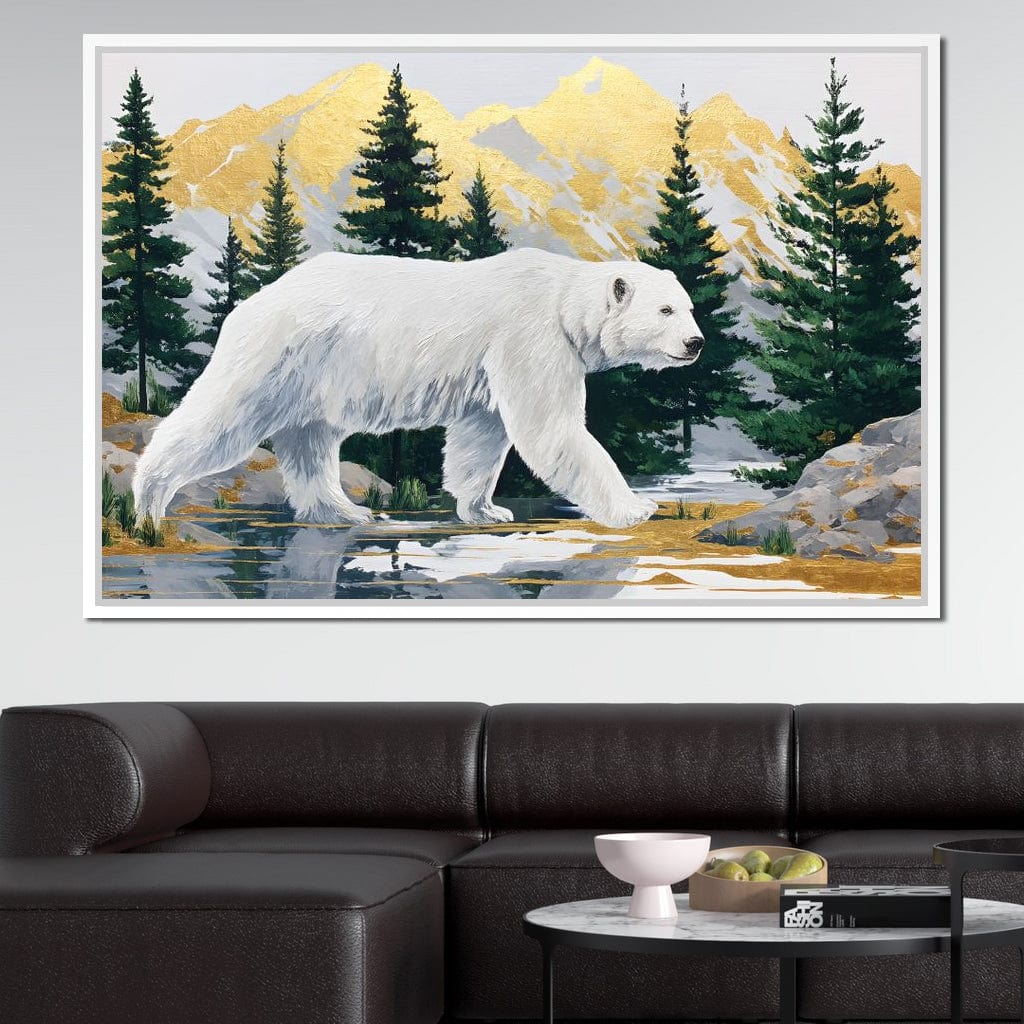 Majestic Polar Bear Wilderness Stroll Canvas Wall Art