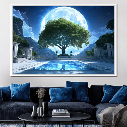 Lunar Reflection Sanctuary Canvas Wall Art