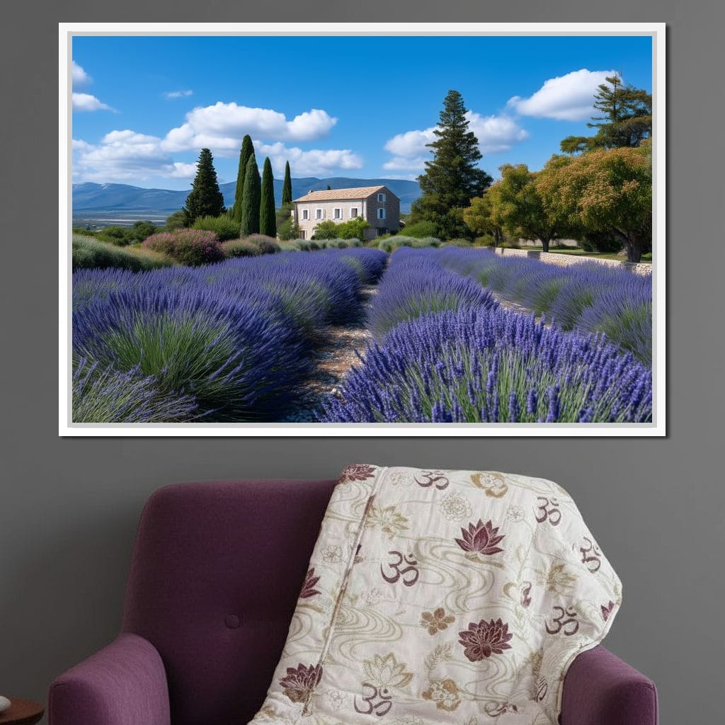 Provence Lavender Farmhouse Sky Canvas Wall Art