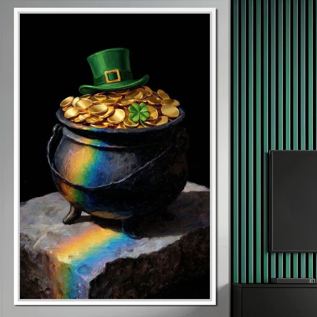 Leprechaun Gold Pot Luck Canvas Wall Art