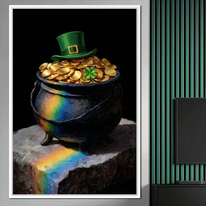 Leprechaun Gold Pot Luck Canvas Wall Art