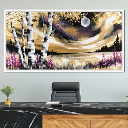 Golden Solstice Over The Purple Wilds Canvas Wall Art
