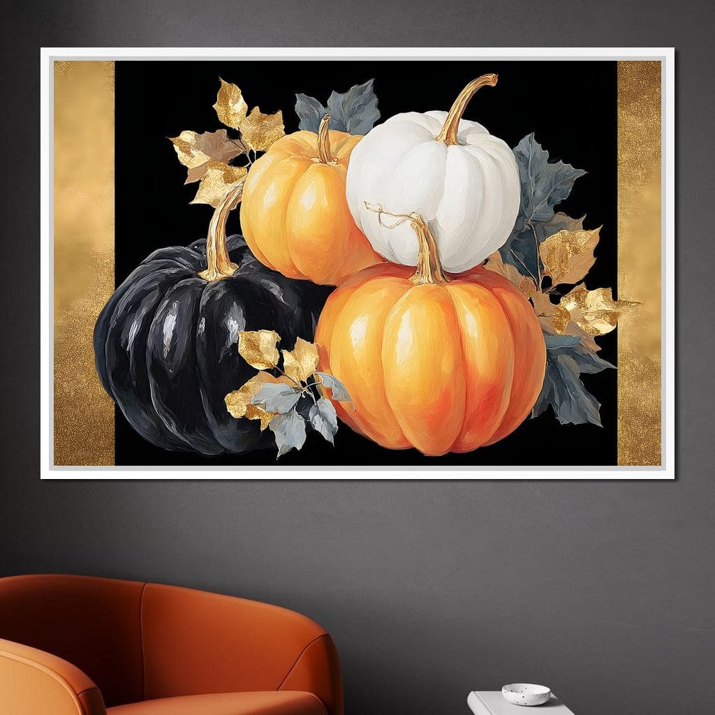 Golden Pumpkin Harvest Harmony Canvas Wall Art