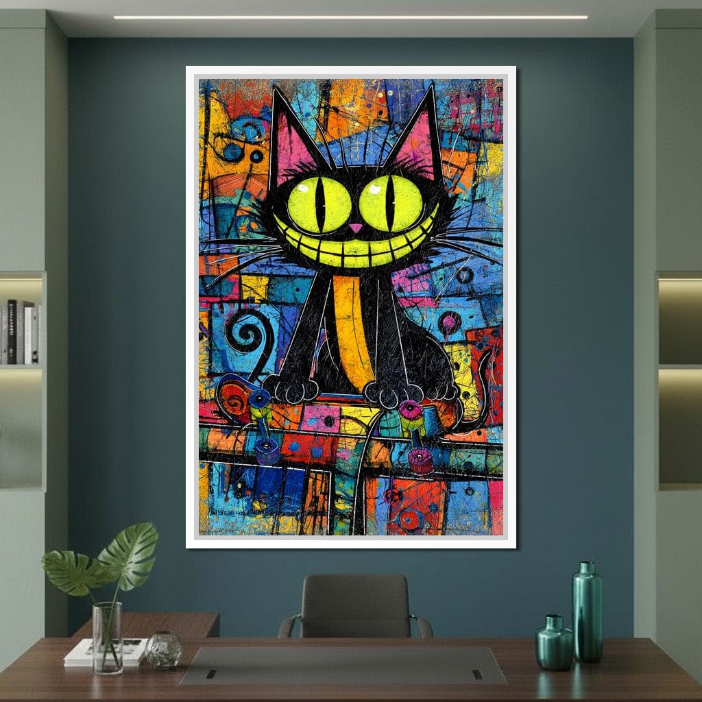 Neon Grin Alley Cat Pop Canvas Wall Art