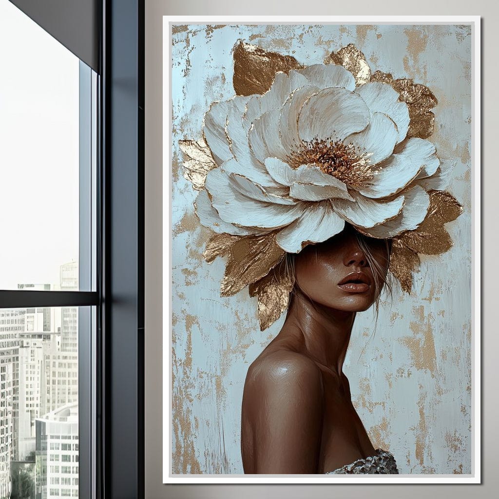 Golden Blossom Radiance Canvas Wall Art