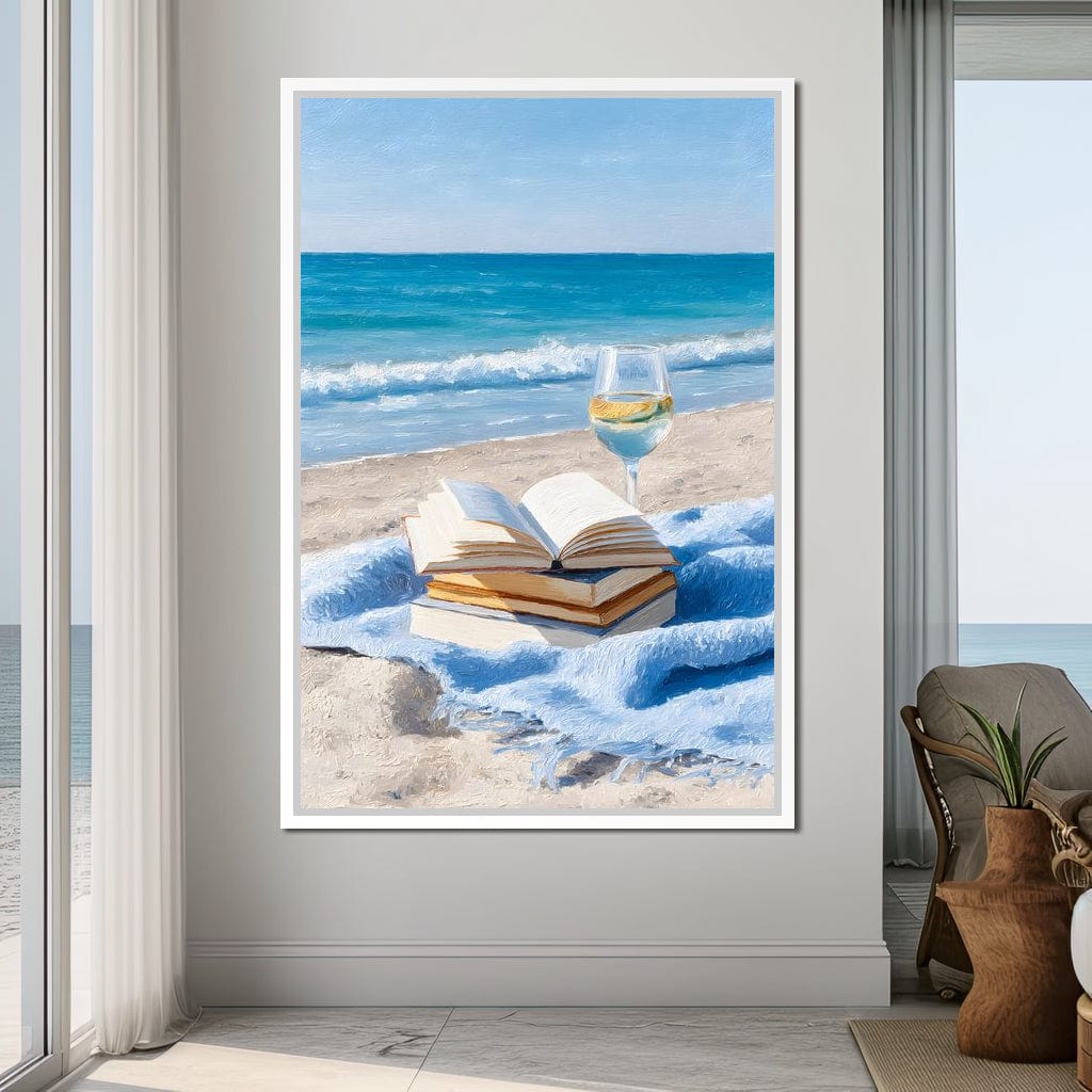 Seaside Pages and Chardonnay Bliss Canvas Wall Art