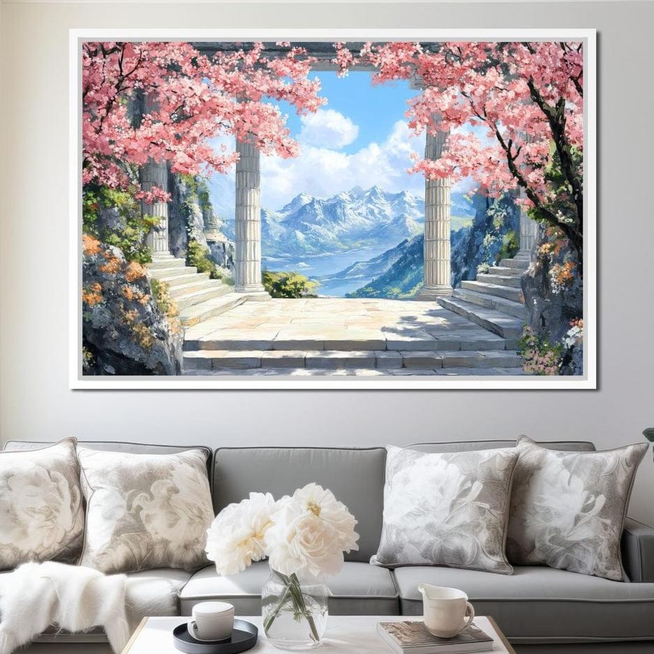 Mountain Blossom Panorama Canvas Wall Art