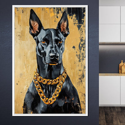 Bold Dog in Gold Canvas Wall Art
