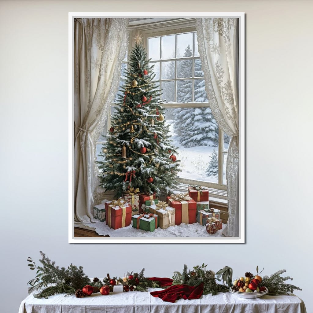 Christmas Tree by the Window Canvas Wall Art