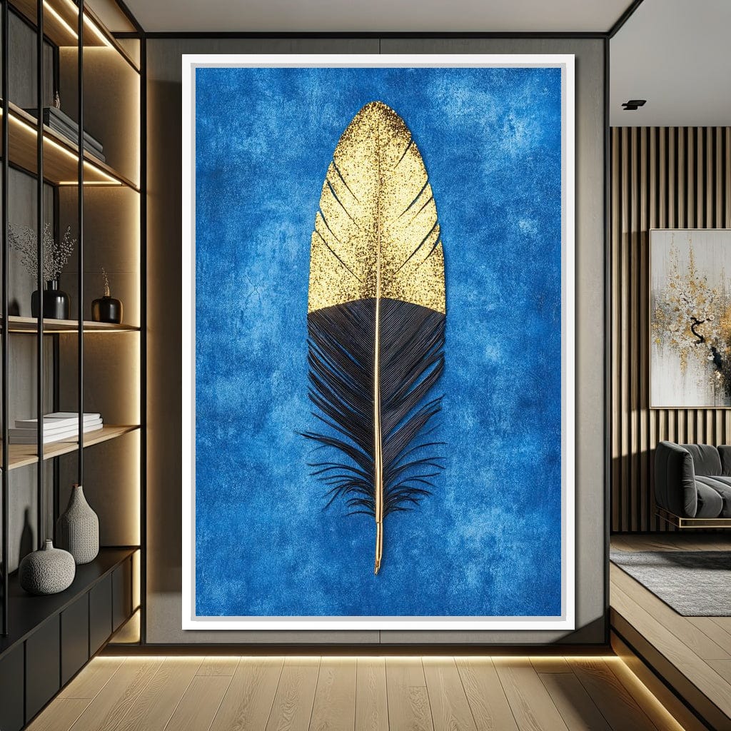 Golden Plume Harmony Canvas Wall Art
