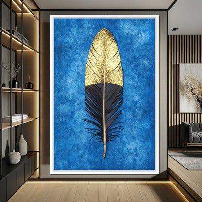 Golden Plume Harmony Canvas Wall Art