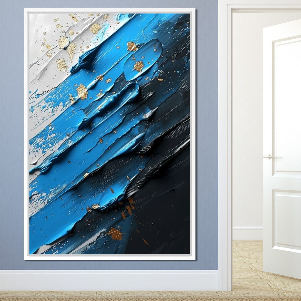 Sapphire Currents Goldleaf Flow Canvas Wall Art