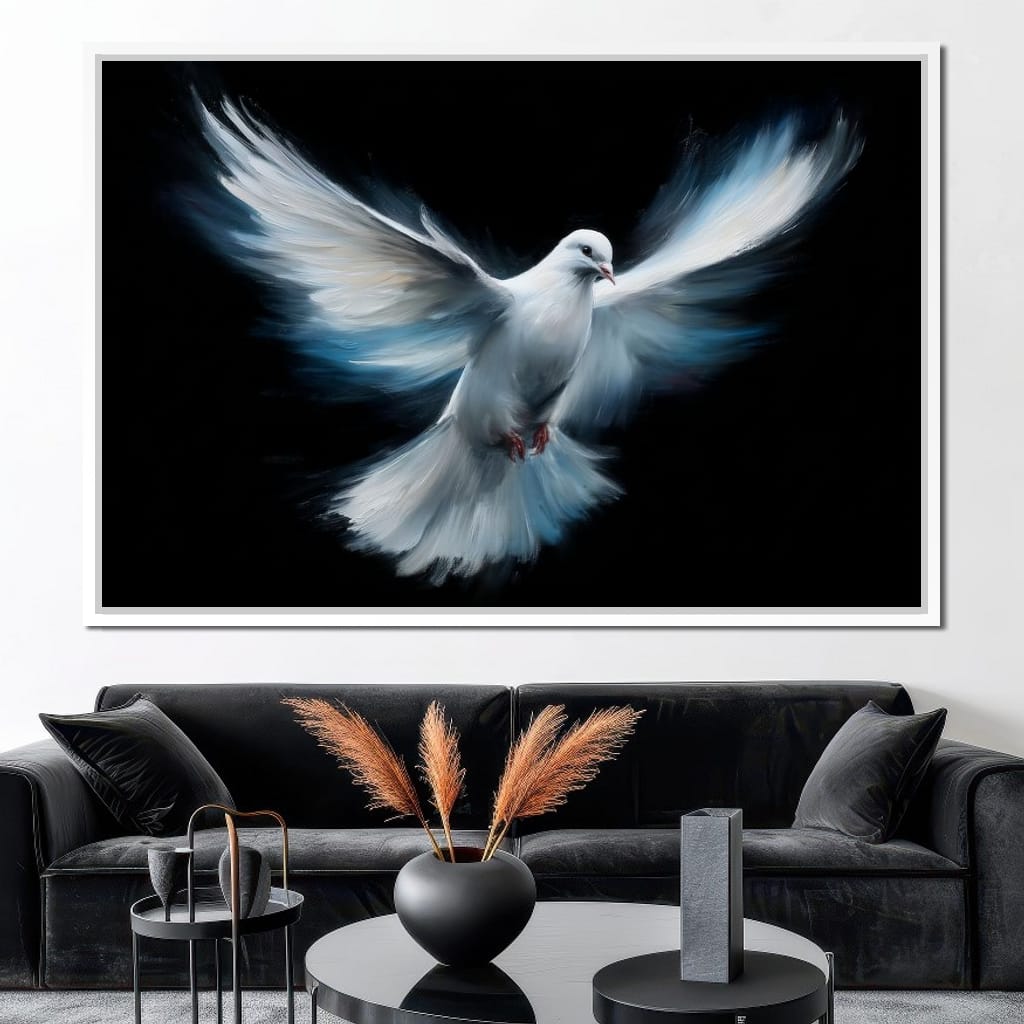Ascending White Wing Motion Canvas Wall Art