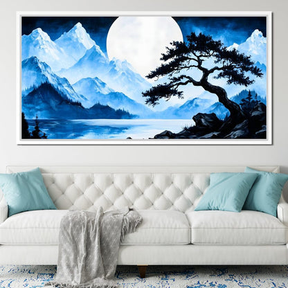 Moonlit Tranquil Peakscape Canvas Wall Art