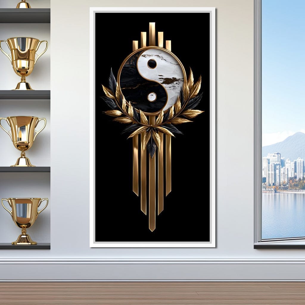 Golden Yin Yang Marble Elegance Canvas Wall Art