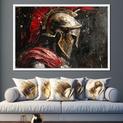 Spartan Solitude in Crimson Canvas Wall Art
