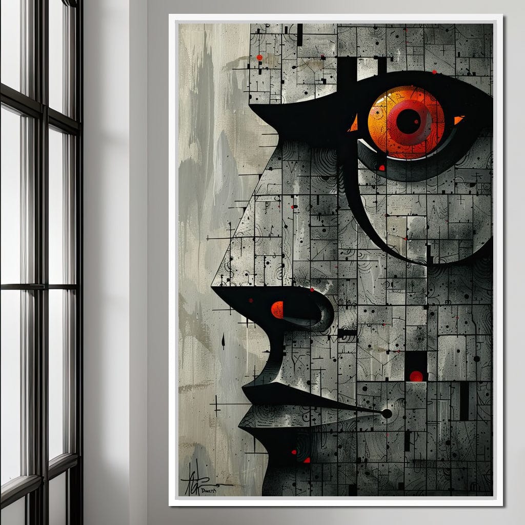 Enigmatic Gaze Fractal Mosaic Canvas Wall Art