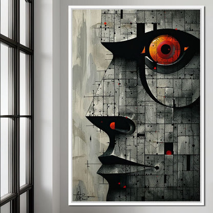 Enigmatic Gaze Fractal Mosaic Canvas Wall Art