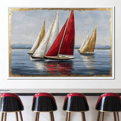 Bold Regatta On Open Water Canvas Wall Art